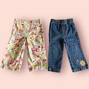 Vintage toddler girls pants bundle embroidered jeans flare 2t 3T